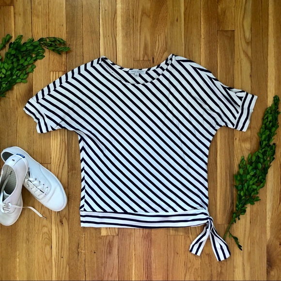 Green Envelope Tops - Green Envelope Striped Side-Tie Top